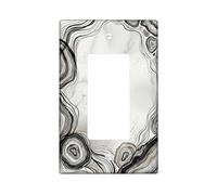 Marble Single Rocker Light Switch Cover, Modern Abstract Waves Lines None Black Plastic Standard Size Accents Wall Switch Plates for Home Living Room New Apartment Decor