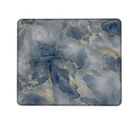 Marble Small Mouse Pad, Elegant Modern Gold Blue None Navy Square Rubber Washable Portable Cloth Mousepad Decor for Home Office Work Gaming Desk Square 8x10 Inch