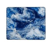 Marble Small Mouse Pad, Modern Abstract Waves Texture None Blue Square Rubber Smooth Mini Travel Desk Mousepad Accessories for Office Home Computer Laptop Square 8x10 Inch
