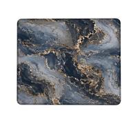 Marble Small Mouse Pad, Modern Elegant Gold Blue None Navy Square Rubber Smooth Portable Mini Desk Mousepad Accessories for Office Home Computer Laptop Square 8x10 Inch