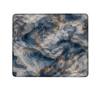 Marble Small Mouse Pad, Modern Elegant Swirls Gold None Navy Square Rubber Non Slip Portable Travel Mousepad Accessories for Office Home Computer Laptop Square 8x10 Inch