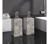 Marble Soap Dispenser, Hand Soap Dispenser with Stainless Steel Pump for Bathroom Kitchen Countertop - Lotion and Liquid Soap Dispenser, 5.4 Ounces Soap Bottle (Flower Patterns)