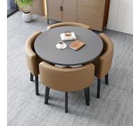 Marble Square Dining Table Set with Chairs Modern Reception Table & Chair Combo for Office and Home Simple Gray & Dark Coffee Design for Meetings & Dining