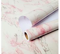 Marble Sticky Back Plastic 30cm X 2m Granite White/Pink/Grey Contact Paper Self Adhesive Wallpaper Waterproof PVC Vinyl Film Roll for Kitchen Countertop Furniture Easy to Remove