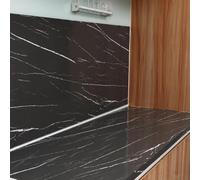 Marble Sticky Back Plastic 60CM X 10M Granite Vinyl Wrap Contact Paper Vinyl Film Waterproof PVC Roll for Kitchen Countertop Furniture Easy to Remove (Black Marble)