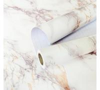 Marble Sticky Back Plastic Furniture Stickers 30cm x 200cm Contact Paper Self Adhesive Wallpaper Waterproof PVC Roll for Kitchen Countertop Furniture Easy to Remove, Brown