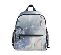 Marble Stone Blue Ink Purple Toddler Backpack Bookbag Mini Shoulder Bag for 1-6 Years Travel Boys Girls Kids with Chest Strap Clip Whistle