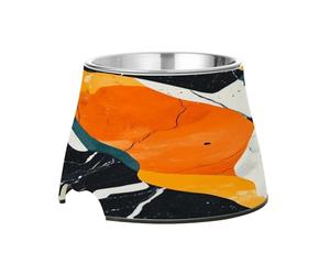 Marble Stones Simple Minimalist Raised Pets Water Bowl Non Skid Stainless Steel Cats Basic Bowls for Dogs Cats Rabbits Birds Slow Down Eating