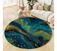 Marble Swirl Pattern Round Rugs Ø Living Room Non Slip Round Area Rug Short Pile Gold Sequin Design Bedroom Circle Carpet Washable Soft Floor Mat Rugs For Kids Room Decor,Blue-Green
