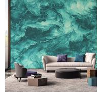 Marble Teal Wallpaper, Aqua Green Abstract Modern Wallpaper Murals, Marble Teal Room Decor Wall Art for Bedroom Kitchen Living Room 260L x 175W cm