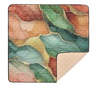 Marble Terracotta Green Large Stylish Baby Playmat for Floor Water Resistant Tummy Time Mat for Baby Toddler Infant, 50'' x 50''