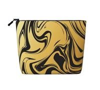 Marble Texture Copper, Cosmetic Bag Imitation Linen Makeup Bag Portable Travel Toiletry Bag