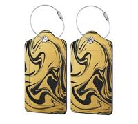 Marble Texture Copper,Luggage Tags Pu Leather Name Tag Travel Suitcase Identifier ID Tags Durable Luggage Label 2 pcs