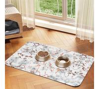 Marble Texture Copper Splatter Absorbent Leather Pet Tablecloth Non-Slip Dining Pad For Puppy Kitten Food Water Bowls