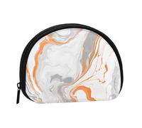 (Marble Texture Copper Splatter) Mini Shell Pouch Compact Storage Bag Portable Cosmetic Bag Small Coin Purse With Zipper For Women, Black, One Size, Stylish
