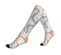 Marble Texture Copper Splatter Print Compression Socks For Woman & Man Unisex 20-30mmhg Knee High Calves For Flying Running Sport