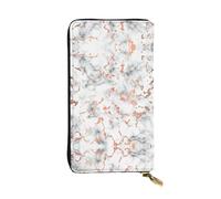 Marble Texture Copper Splatter Print Leather Long Clutch Wallet – Fashionable, Personalized with Multiple Card Slots, Zipper Pocket