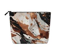 Marble Texture Copper Splatter Print Makeup Bag for Women Large-Capacity Travel Toiletry Organizer Pouch Eco-Friendly