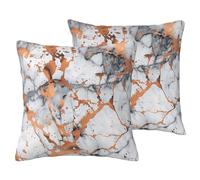 Marble Texture Copper Splatter Print Pillowcase 60x60 CM Set 2 Pack Linen-Look Square Pillow Covers Cushion Cover for Sofa, Bed, Living Room, Garden & Office Decor