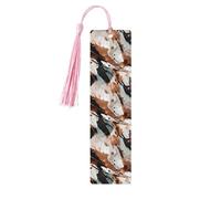 Marble Texture Copper Splatter Print Wooden Bookmarks with Tassels, Wood Book Markers for Book Lovers, Teachers & Present