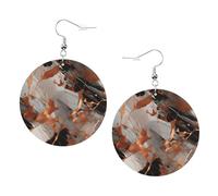Marble Texture Copper Splatter Printed Round Earrings For Women, 1 Pair Lightweight Leather Pierced Earrings Set Trendy Jewelry Gifts For Women Girls