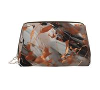 Marble Texture Copper Splatter Printed Zippered Toiletry Bag, Wide Open Storage Case for Personal Care Items and Cosmetics