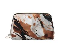 Marble Texture Copper Splatter Printed Zippered Toiletry Bag, Wide Open Storage Case for Personal Care Items and Cosmetics