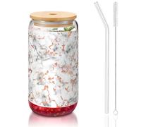 Marble Texture Copper Splatter Printing 16oz Drinking Glasses with Lids and Straws,Cute Water Glasses for Juice,Beer,Coffee,Tea