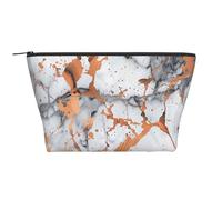 Marble Texture Copper Splatter Prints Trapezoid Makeup Bag Travel Cosmetic Organizer with Foam Padding for Gym, Office, and Weekend Trips