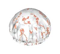 Marble Texture Copper Splatter Shower Cap - Full Print Design, Water-Resistant Polyester Fabric, Bathing Essential