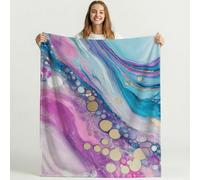 Marble Texture Fleece Throw Blanket, Multicolor Abstract Luxury Swirl Decor Nap Blankets Gift Sofa Bed Couch Chair or Dorm Throws 32in × 59in (80cm × 150cm)