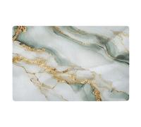 Marble Texture Green Gold Doormat Front Door Mat, Non-Slip Dirt Trapper Mats for Entrance, Inside, Kitchen, 50x80 cm
