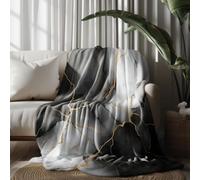 Marble texture lines Sherpa Fleece Blanket Flannel Throw Blanket Soft Gray-Black Plush Blanket for Bed Sofa, Warm Winter Bedding for Adults, 220x240 cm