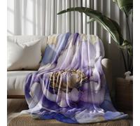 Marble texture peony floral Large Sofa Throw Blanket for Seater, Soft Luxury Fleece Throw for Couch Purple Blanket for Bed, Warm and Cozy, 200x220 cm
