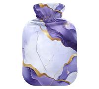Marble Texture Purple Gold hot Water Bottles with Soft Cover, 2Lwarm Compress for Neck and Shoulder Pain Relief,Tummy Warmer,Bolsa para cólicos menstruales