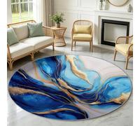 Marble Texture Round Rug Non-Slip Soft Cosy Printed Faux Wool Rugs Tight Edging - Modern Abstract Decor Carpet Ideal for Living Room, Entrance, Bedroom, Study, Playroom and More 200 cm Multicolor