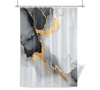 Marble Texture Shower Curtain for Bathroom, Black Gold Abstract Gradient Art Waterproof Cloth Fabric Bathroom Accessories Set with 12 Rust Proof Plastic Hooks, 60” x 72”
