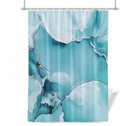 Marble Texture Shower Curtain for Bathroom, Blue White Cloudy Metallic Pattern Waterproof Cloth Fabric Bathroom Accessories Set with 12 Rust Proof Plastic Hooks, 66” x 72”