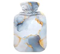 Marble Texture White Gold hot Bottle Water Bag with Soft Cover, 1L hot Compress Bag for Neck and Shoulder Pain Relief,Period Cramps,Bolsa de calor para Dolor Menstrual