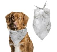 Marble Texture White Grey Dog Bandanna Adjustable Pet Triangle Kerchief Scarf for Cat And Dog