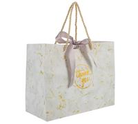 Marble Thank You Gift Bag with Ribbon Paper Boutique Bag | Wedding and Party Use, for Jewellery or Cookies, Lightweight and Practical, Strong Bearing Capacity