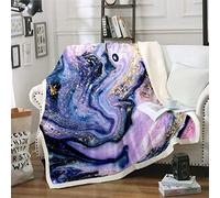 Marble Throw Blanket Purple Gold Marble Fleece Throw Blanket Modern Marble Plush Blankets Kids Women Adults Super Soft Sherpa Blanket Abstract Art Sheet Set Fuzzy Blanket for Bed Sofa Baby 30"x40"