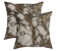 Marble Throw Pillow Covers Set of 2, Black and Gold Abstract Decorative Cushion Cases, Modern Farmhouse Decor for Living Room Sofa Bed 22x22 Inch