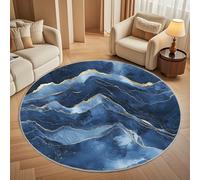 Marble Tie-Dye Style Round Rugs 180cm, Non Slip Area Rugs for Bedroom & Living Room - Soft Machine Washable Indigo Circle Carpet, Non Shedding Floor Mats for Home Room Decorative