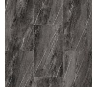 Marble Tile Effect Vinyl Flooring Waterproof Foam Backed 2mm Thick R10 Slip Resistant Scratch Resistant Flooring for Kitchen Bathroom and Living Areas Charcoal or Beige 2m 3m 4m Wide