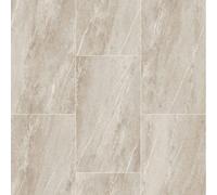 Marble Tile Effect Vinyl Flooring Waterproof Foam Backed 2mm Thick R10 Slip Resistant Scratch Resistant Flooring for Kitchen Bathroom and Living Areas Charcoal or Beige 2m 3m 4m Wide