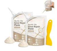 Marble Tile Grout Repair Paste, Beige Premium Tile Grout Repair Paste, Waterproof Tile Grout Sealer and Crack Filler with Nozzle Tip, Smooth Finish Mender for Marble and Ceramic Tiles 100g (2PCS)