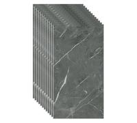 Marble Tile Stickers for Bathroom Kitchen, 12/24Pcs Backsplash Waterproof Oil Proof DIY Self Adhesive New PVC Wall Stickers Home Decor 60 x 30cm (12, Dark Grey)