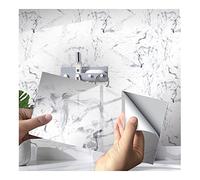 Marble Tile Stickers for Bathroom Kitchen New PVC Waterproof Oil Proof DLY Self Adhesive Stick Blacksplash Tile Wall Stickers Home Decor 12x6 Inches 32pcs