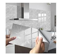 Marble Tile Stickers for Bathroom Kitchen New PVC Waterproof Oil Proof DLY Self Adhesive Stick Blacksplash Tile Wall Stickers Home Decor 12x6 Inches 32pcs